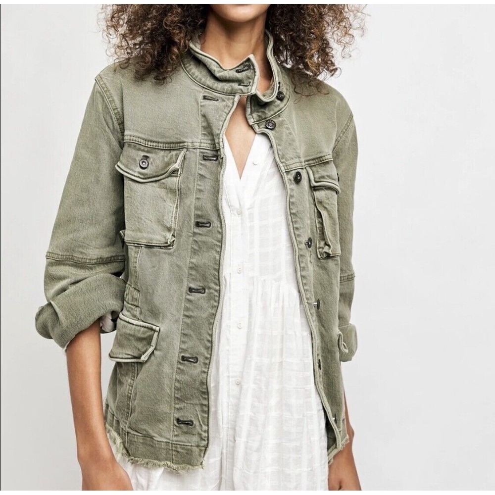 Free People‎ Harley Military Shirt Jacket Army Olive Green Women's Sz XS